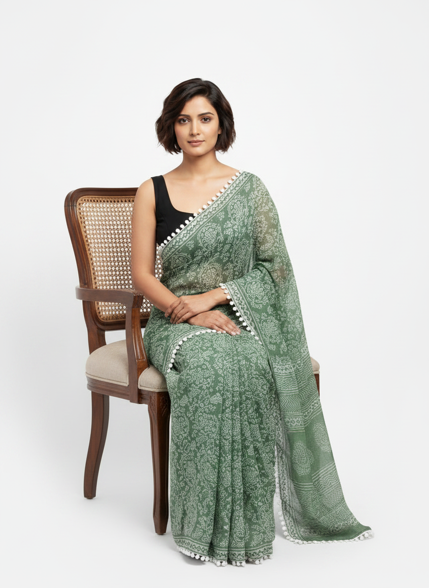 Hand Block Saree