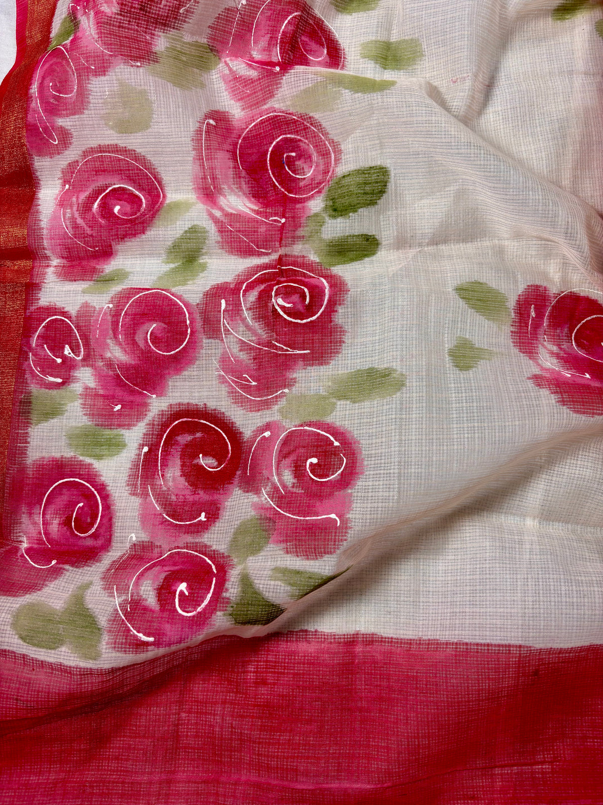 Handpainted roses Kota doria suit