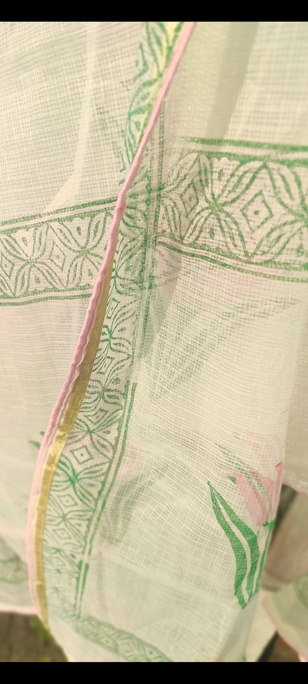 Hand block  pink Tulip chanderi silk salwaar suit
