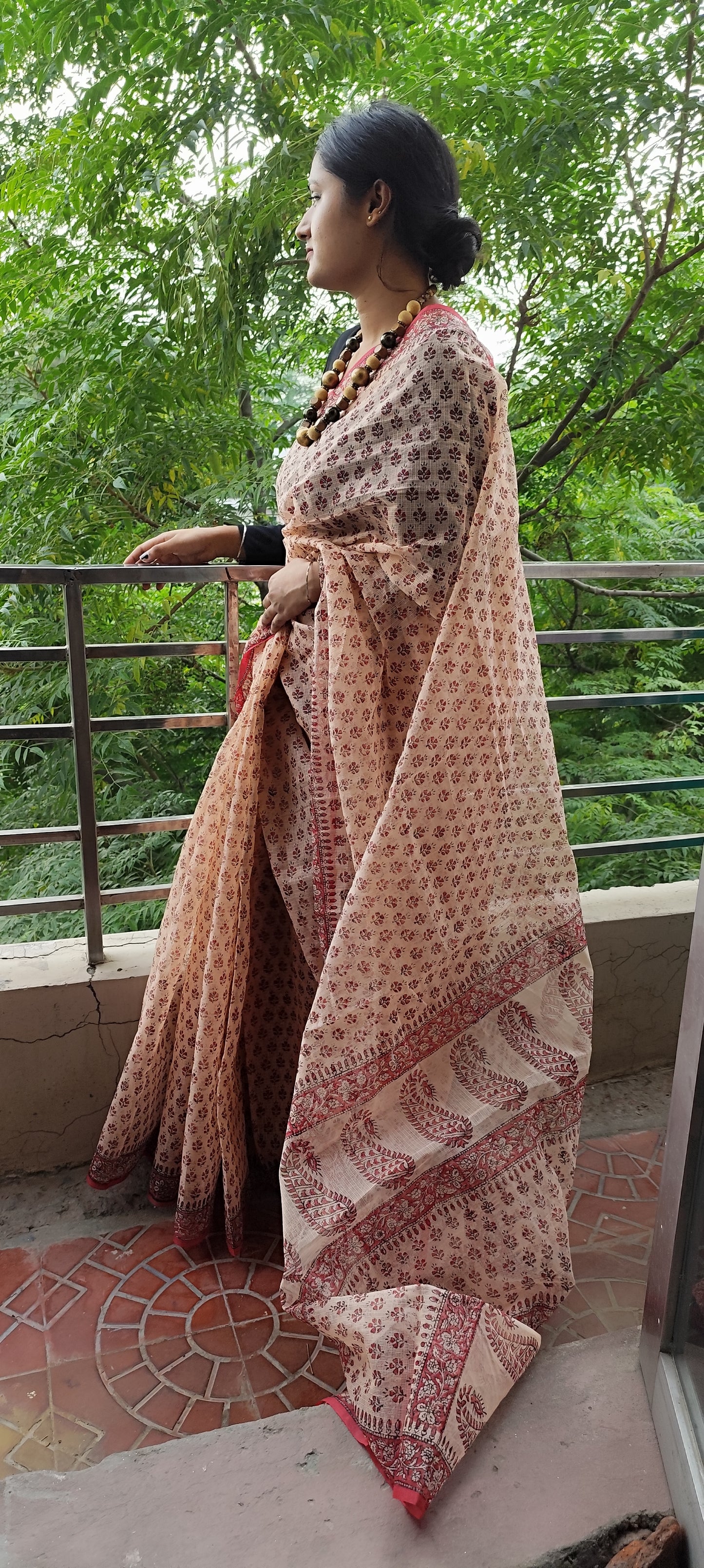 Red Hand block pure kota saree