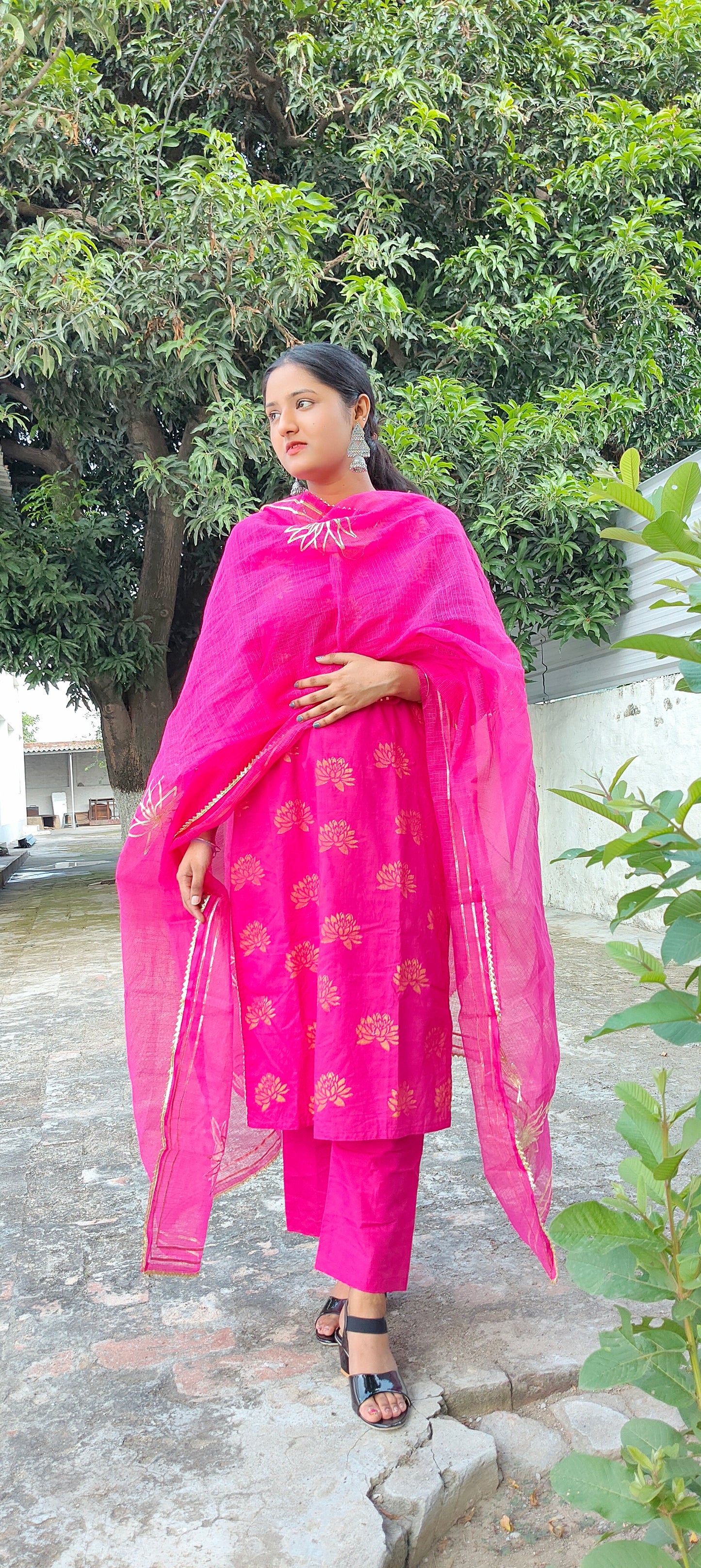 Handblock  ready made Mergentta pure cotton suit