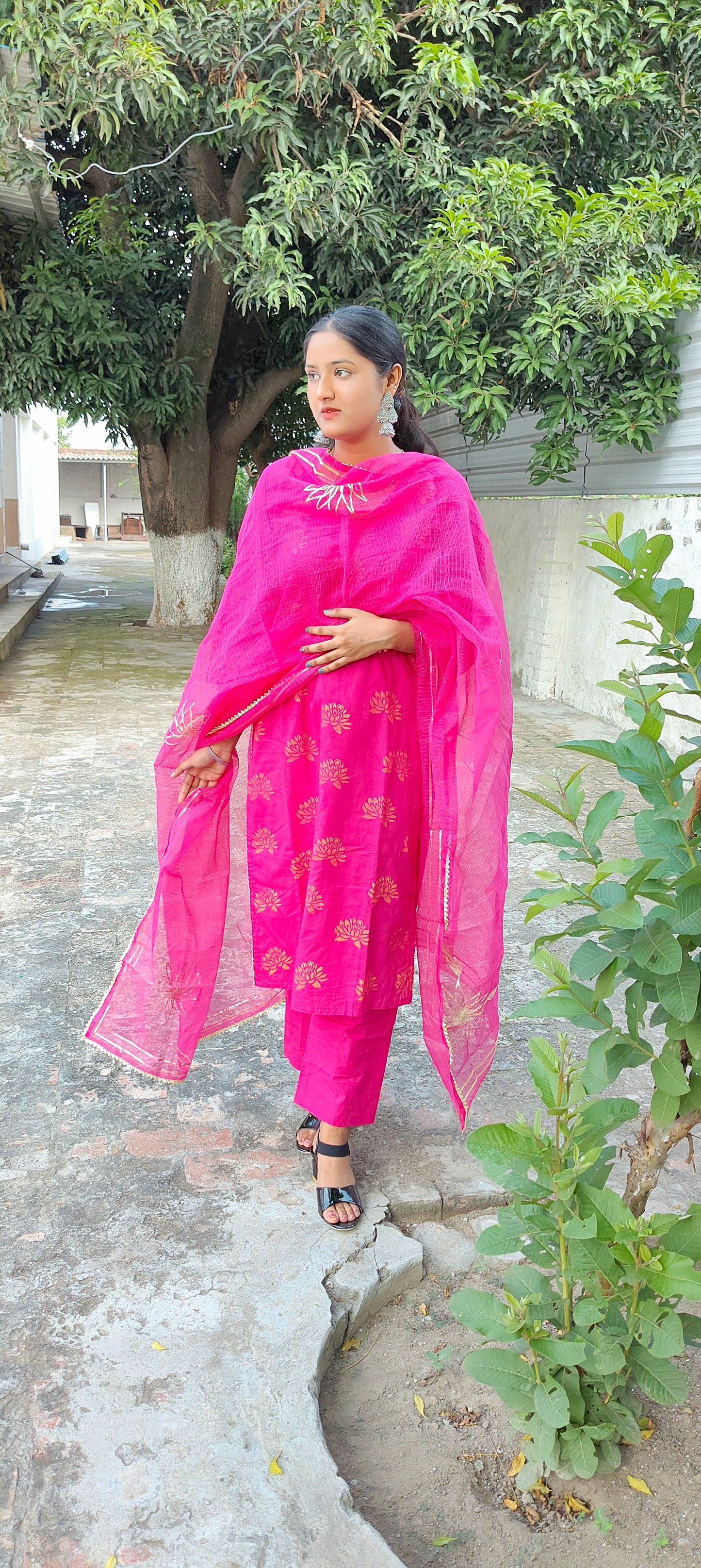 Handblock  ready made Mergentta pure cotton suit