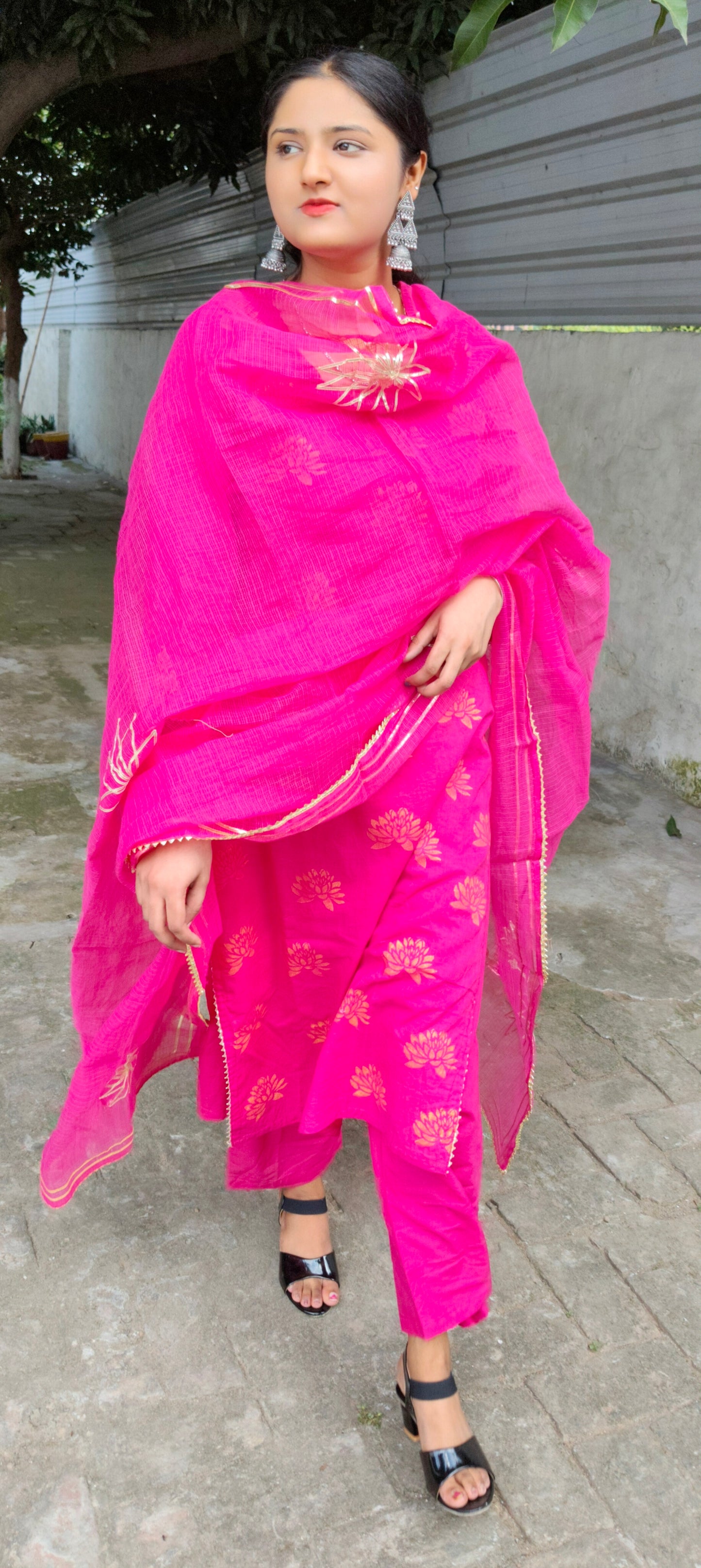 Handblock  ready made Mergentta pure cotton suit