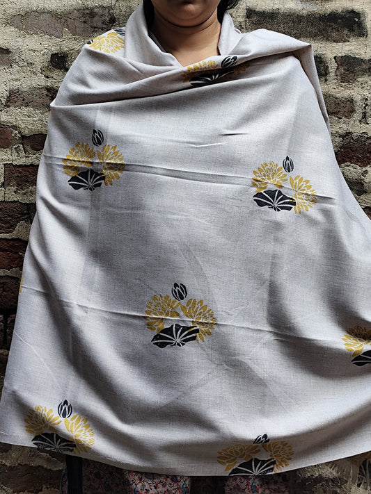 handblock woolen shawl