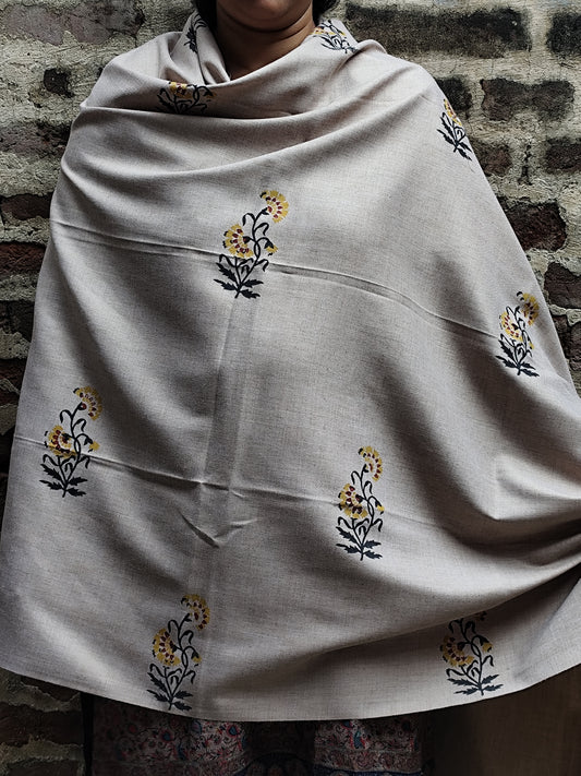 handblock woolen shawl