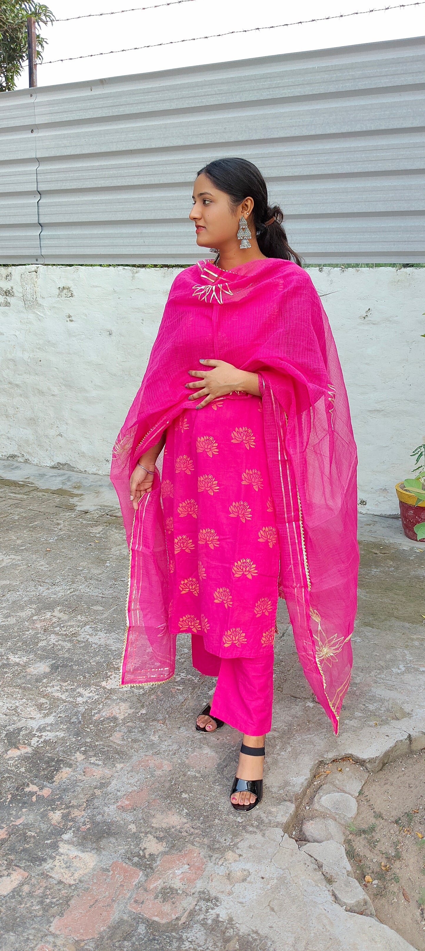 Handblock  ready made Mergentta pure cotton suit