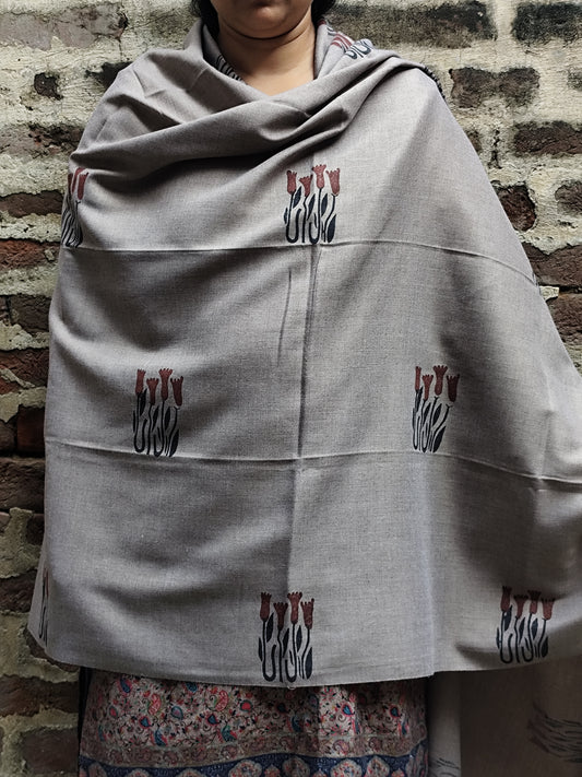 Handblock woolen shawl