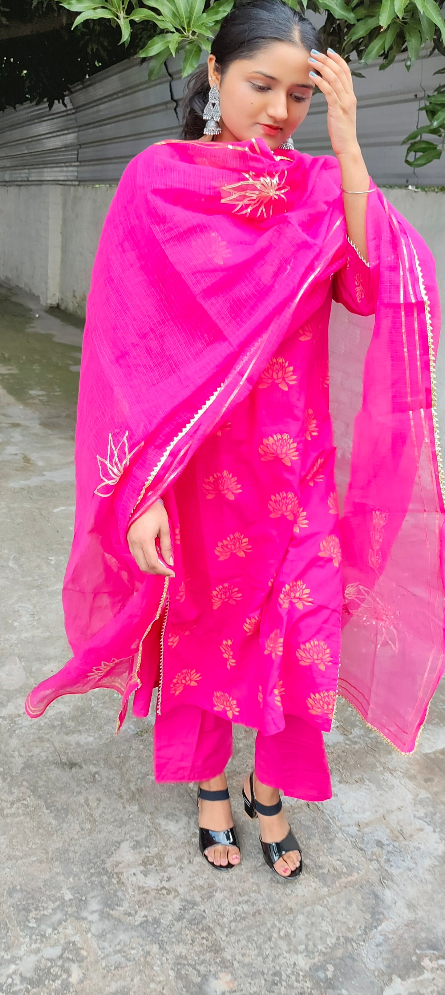 Handblock  ready made Mergentta pure cotton suit
